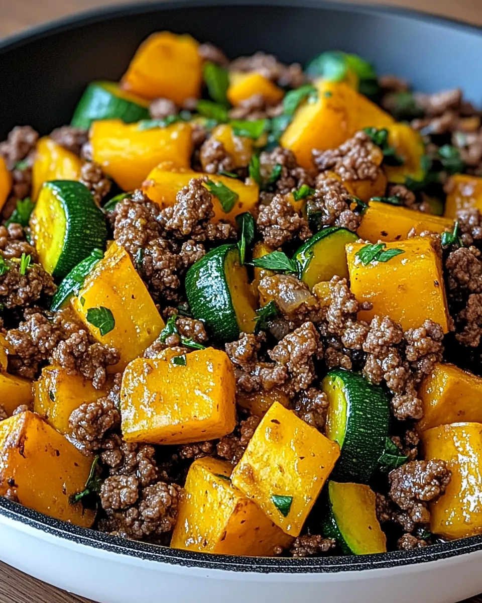 Ground Beef Zucchini Sweet Potato Skillet