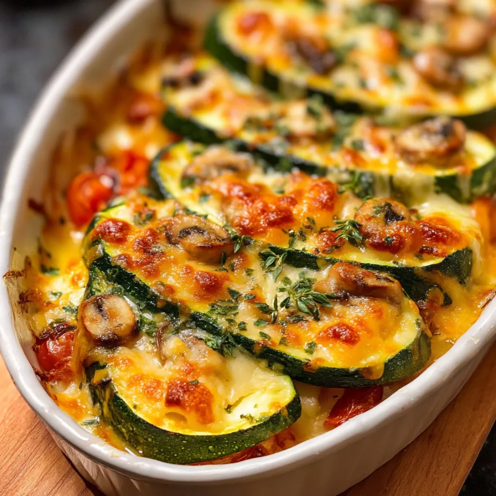 Baked Zucchini With Tomatoes And Gouda Cheese