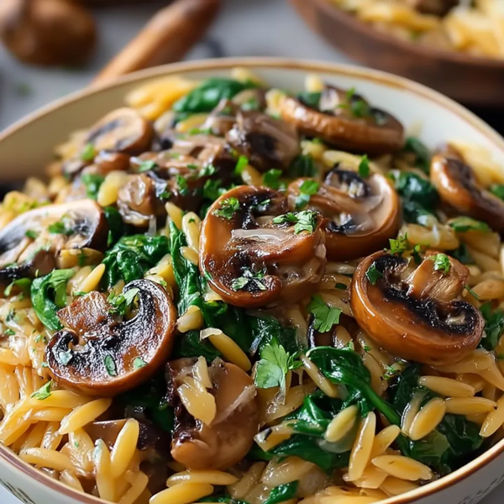 Spinach Mushroom Orzo