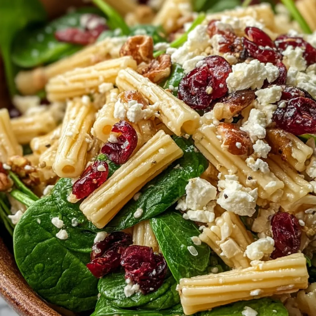 Spinach Pasta Salad With Feta And Cranberries Spinach Pasta Salad With Feta And Cranberries