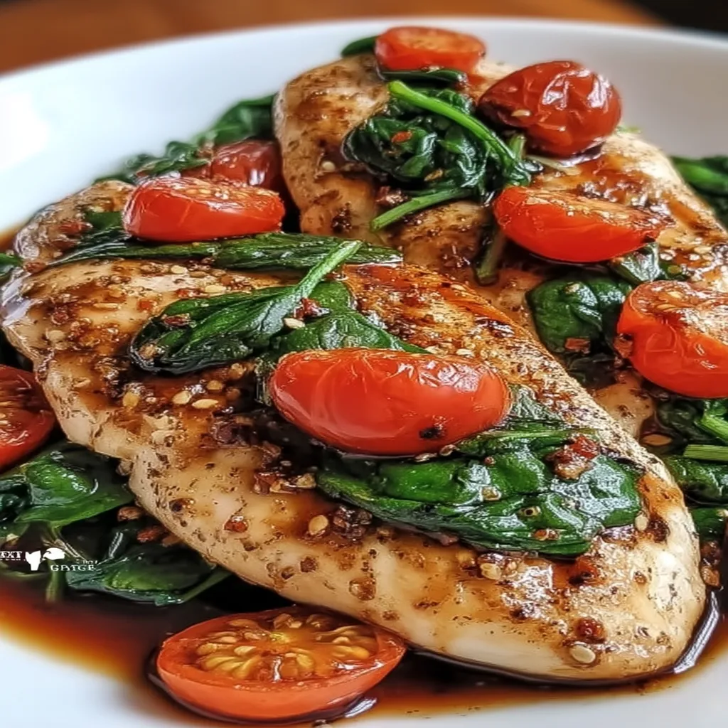 Balsamic Chicken Breast with Spinach and Tomatoes