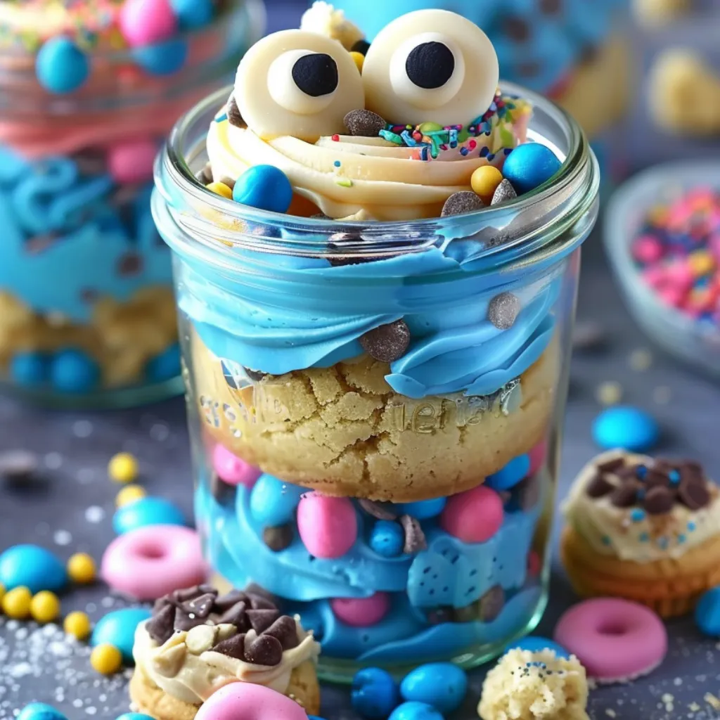 Cookie Monster Cake Jars