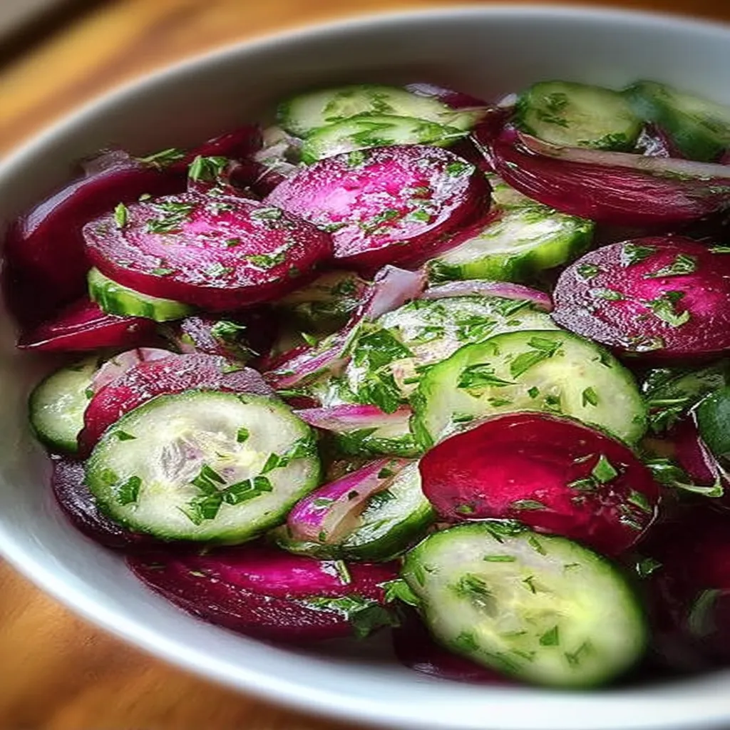 Crisp Cucumber and Beetroot Salad with Herb Dressing