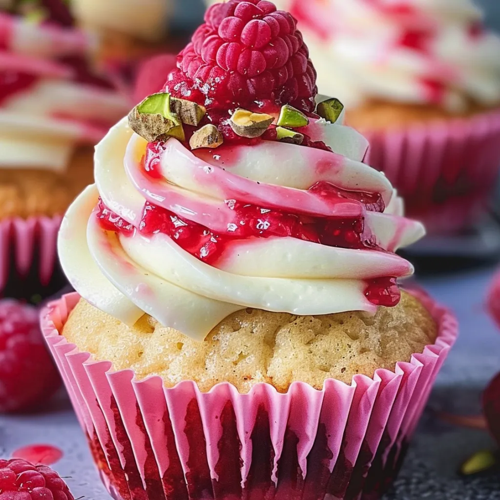Fluffy Raspberry Pistachio Cupcakes