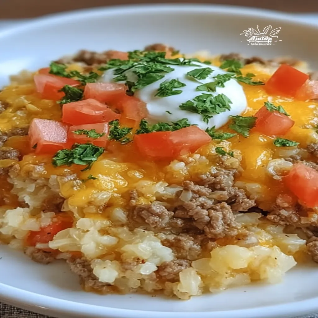 Ground Beef and Cauliflower Rice Casserole