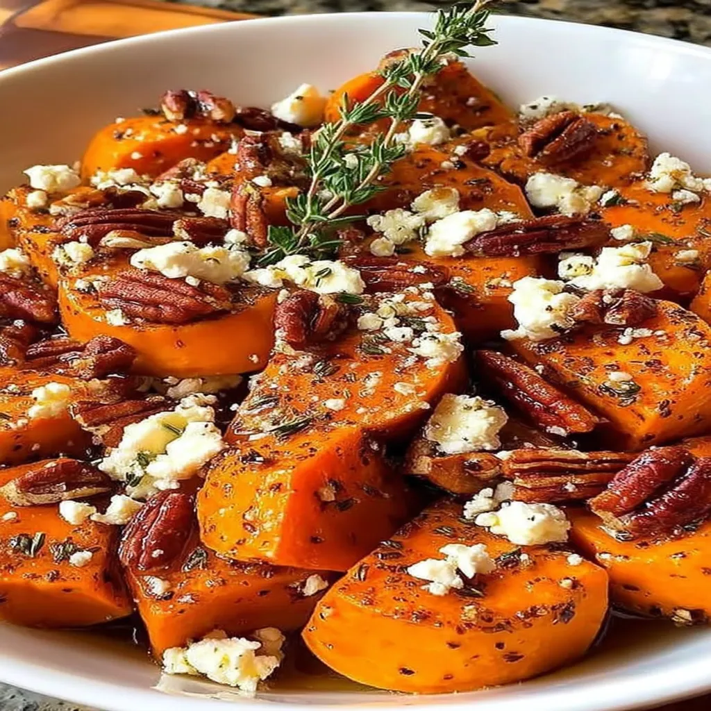 Honey Roasted Sweet Potatoes with Feta and Pecans