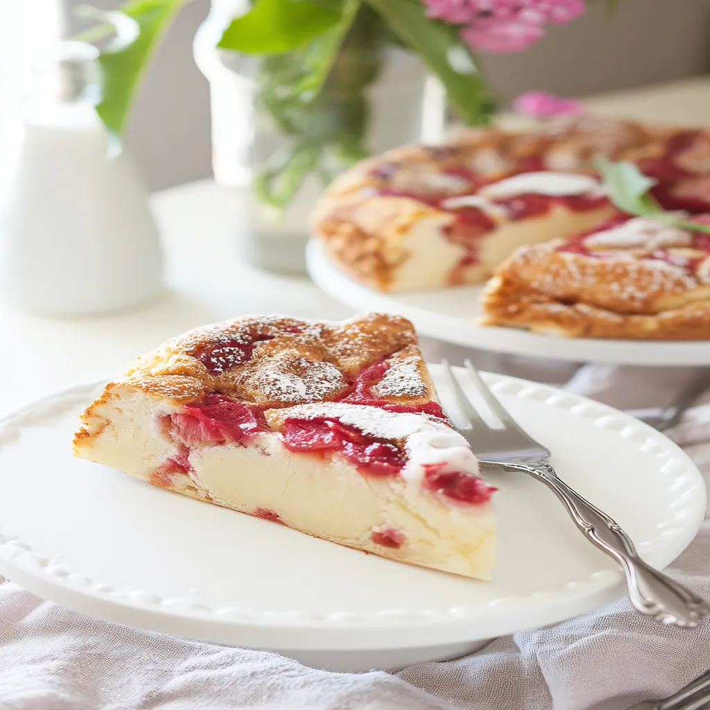 Rhubarb Magic Custard Cake