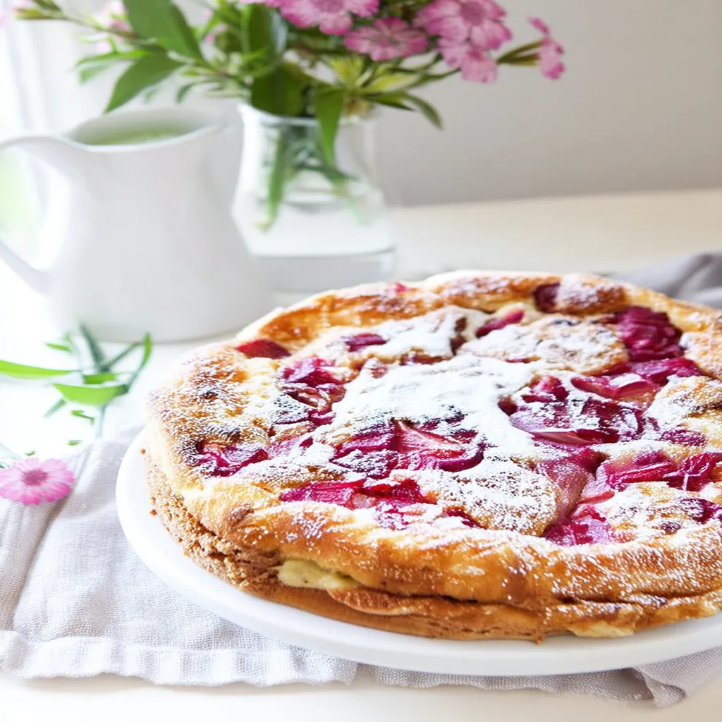 Rhubarb Magic Custard Cake 
