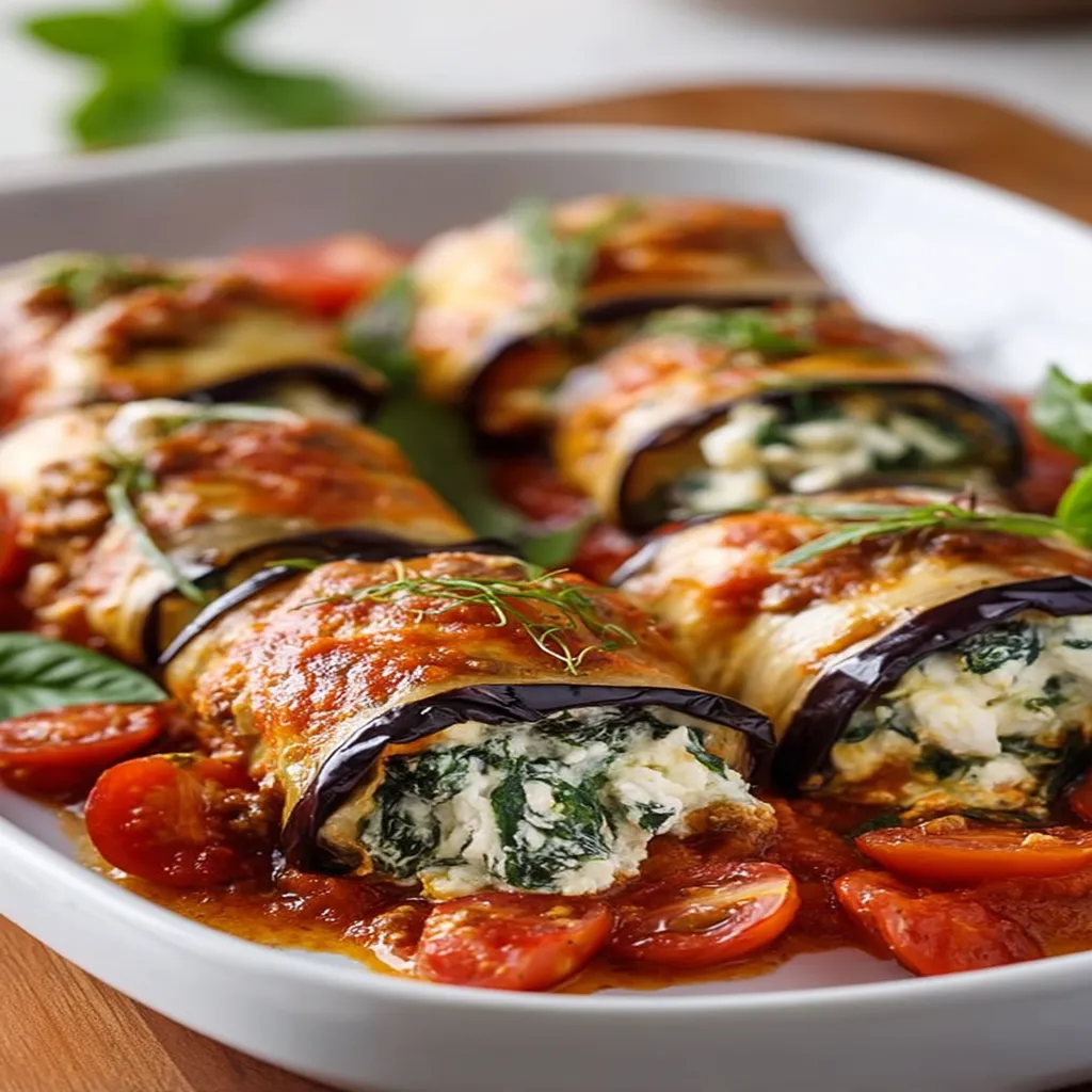Savory Eggplant Roll-Ups with Creamy Ricotta and Spinach
