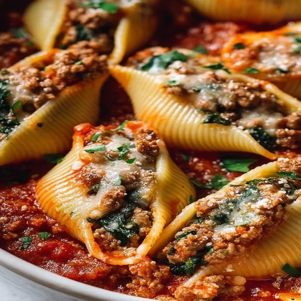 Stuffed Pasta Shells with Ground Turkey and Spinach