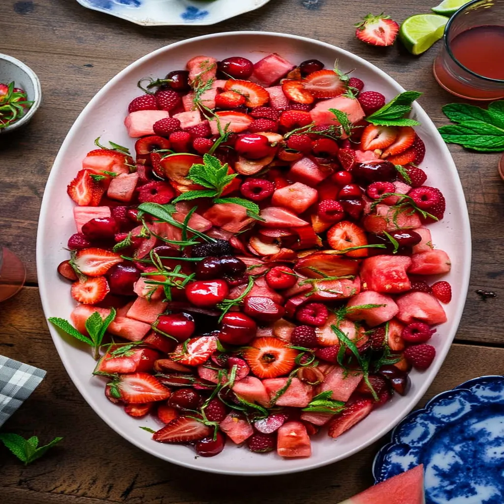 Watermelon Fruit Salad with Lime Mint Dressing