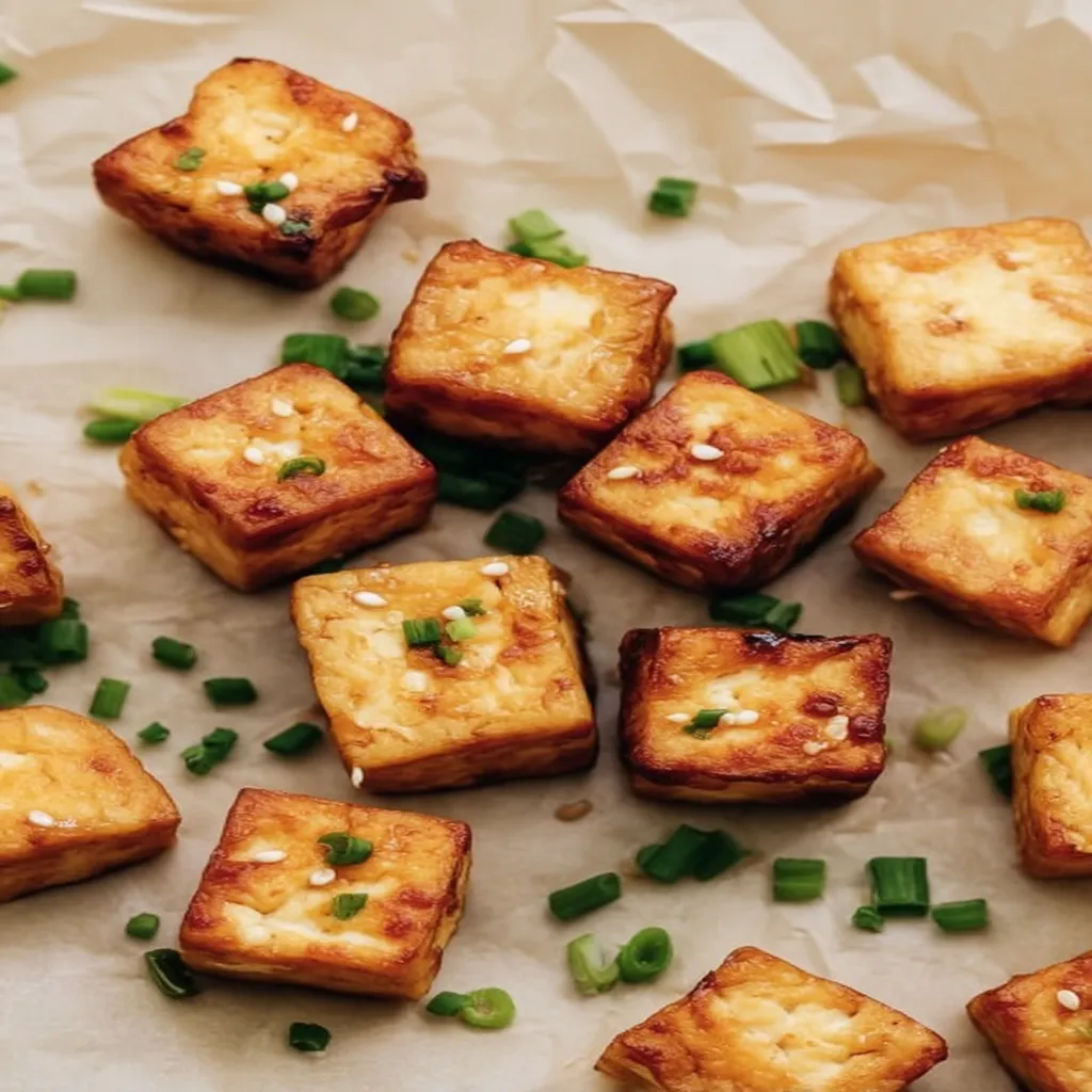 Air fryer tofu, crispy, savory, plant-based, healthy, delicious, protein-packed