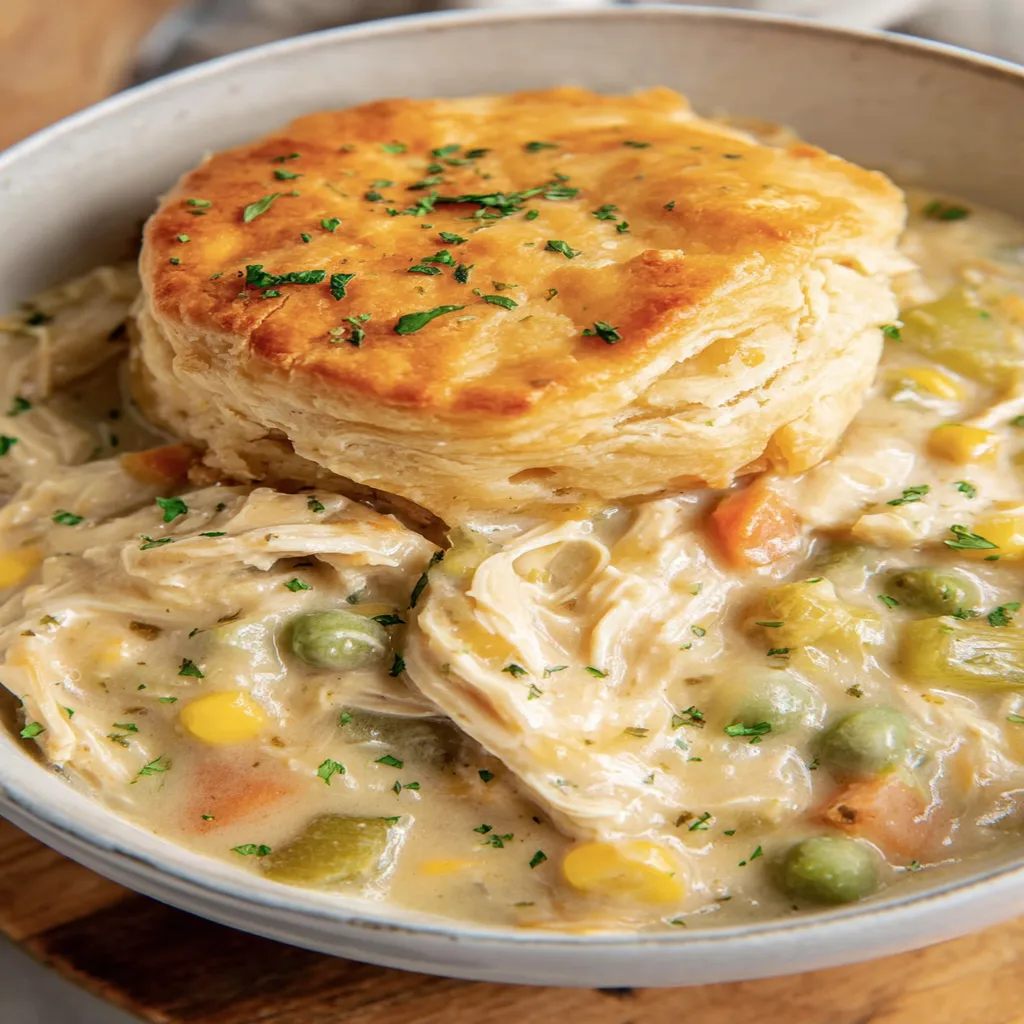 crockpot chicken pot pie, savory, hearty, comforting, delicious, homemade