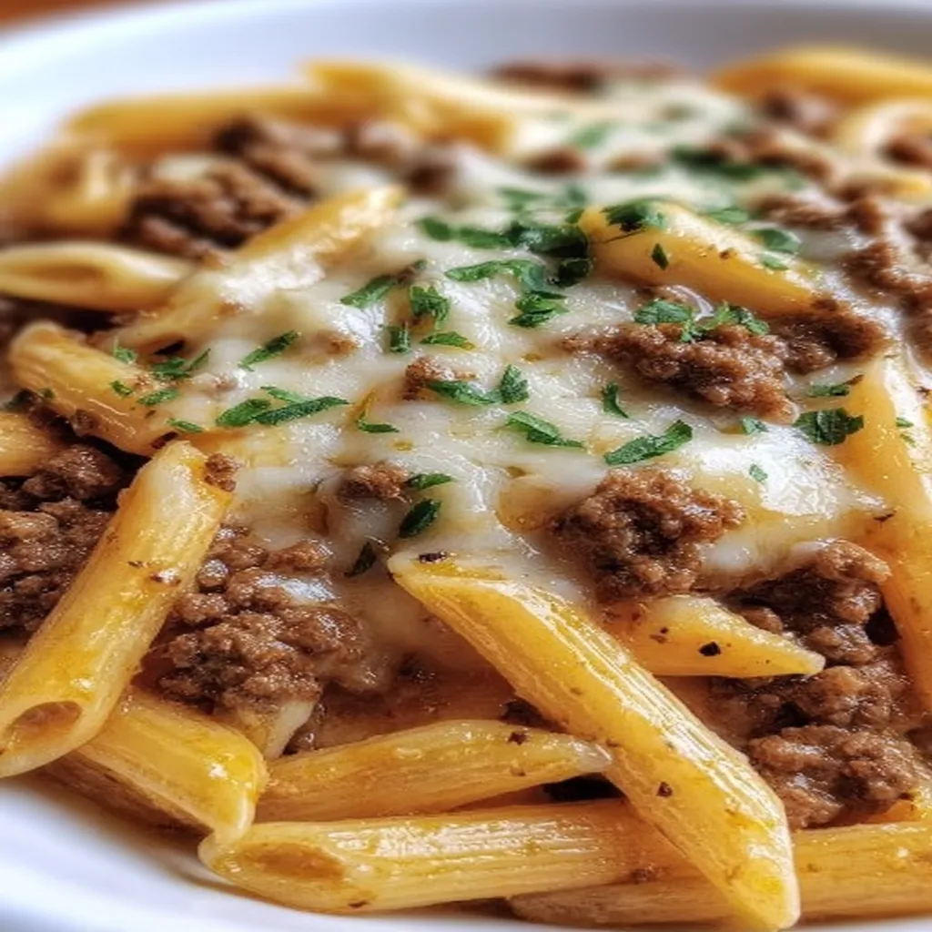 Cheesy Penne with Garlic Butter Ground Beef recipe step-by-step guide