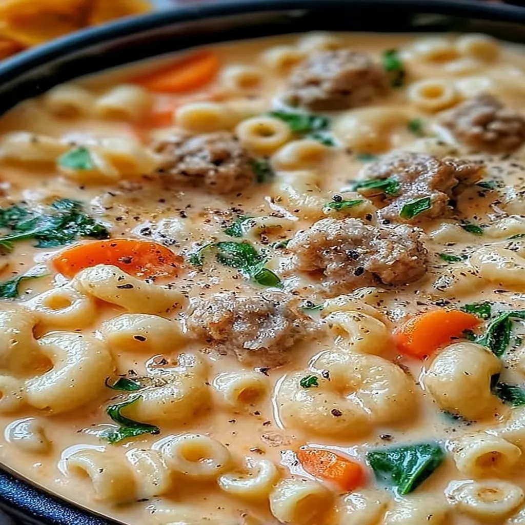 Creamy Parmesan, Italian sausage, ditalini soup, savory, hearty, comforting
