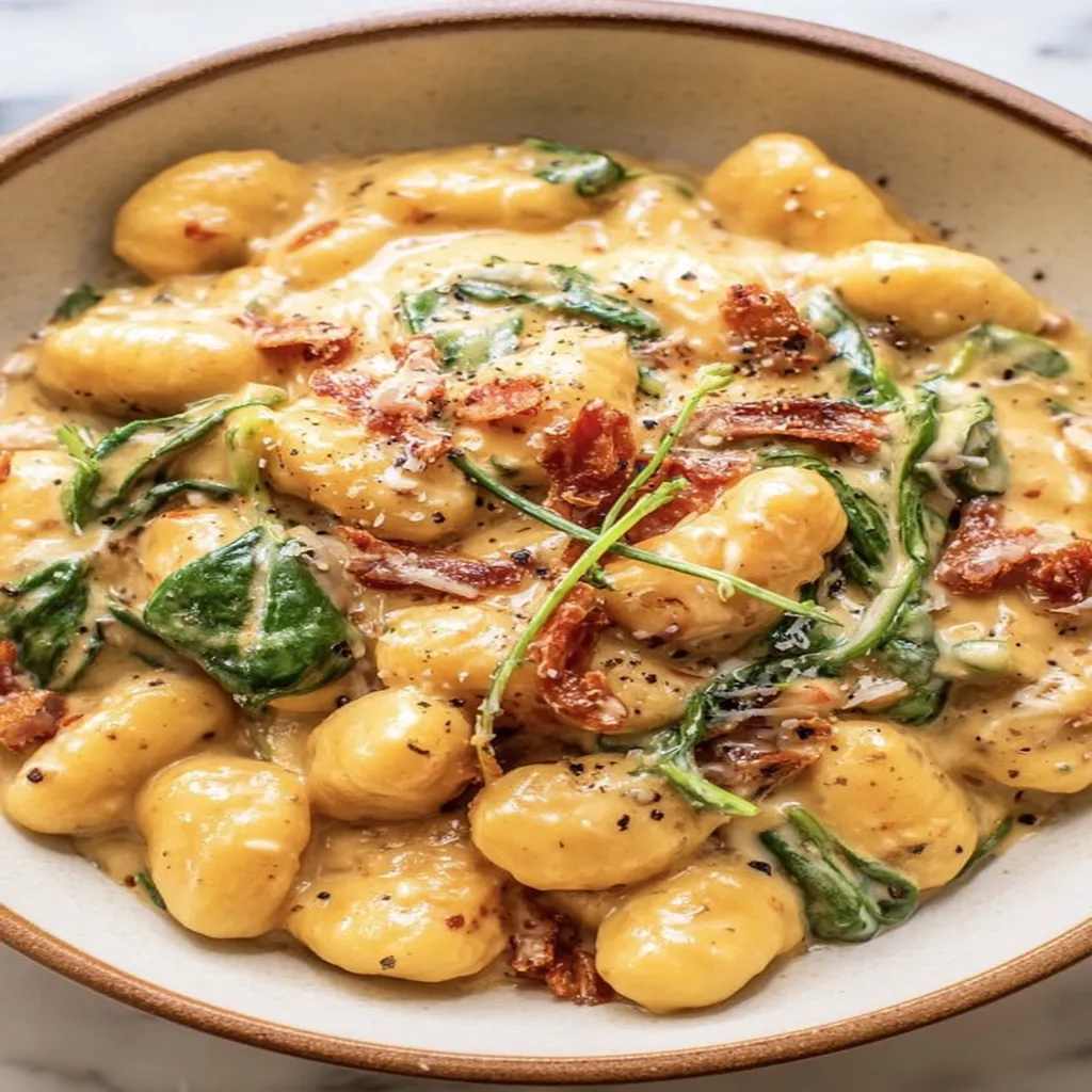 Creamy Tuscan Gnocchi, Italian comfort food, rich, savory, delicious