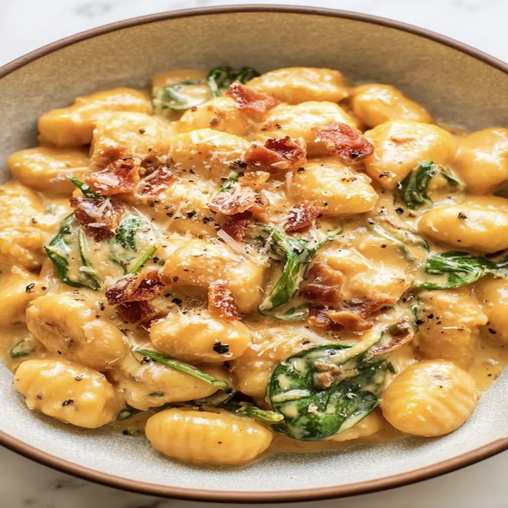 Creamy Tuscan Gnocchi, Italian comfort food, rich, savory, delicious