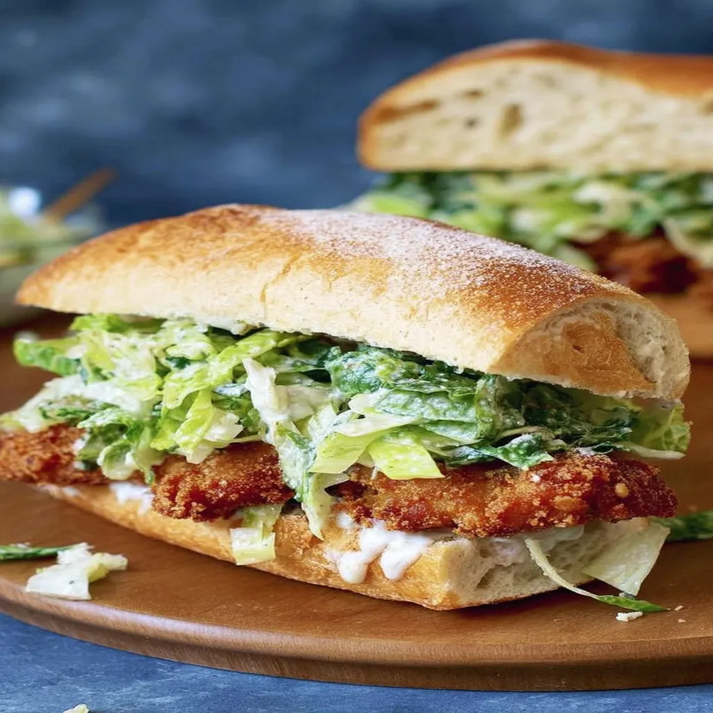 crispy chicken, caesar sandwich, savory, flavorful, satisfying, crunchy, grilled, delicious