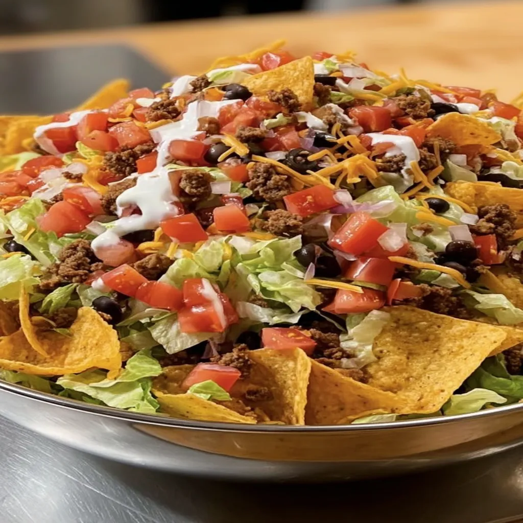 Doritos Taco Salad, crunchy, flavorful, zesty, colorful, Mexican-inspired, cheesy, satisfying