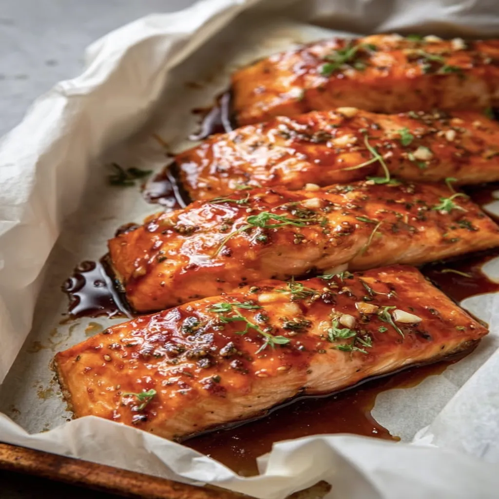 honey glazed salmon, succulent seafood, sweet and savory, caramelized glaze, grilled perfection