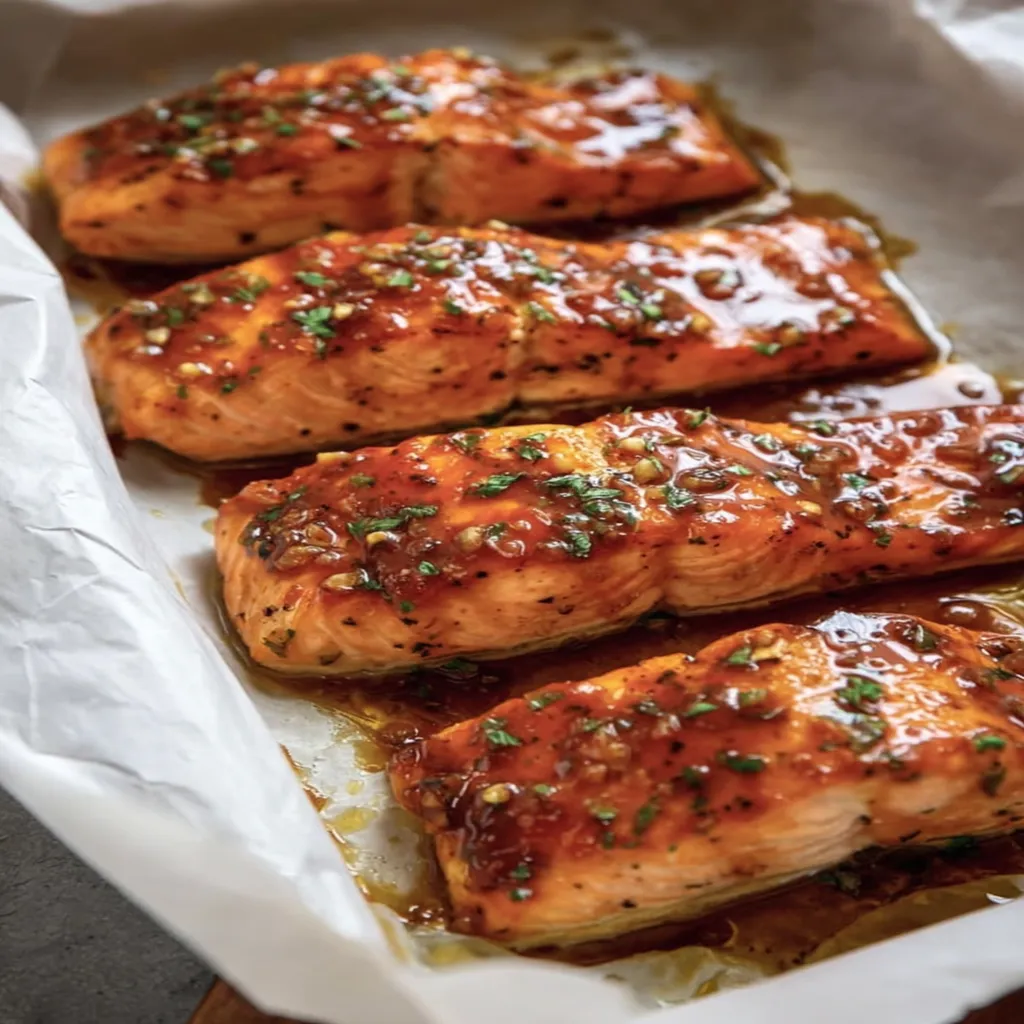 honey glazed salmon, succulent seafood, sweet and savory, caramelized glaze, grilled perfection