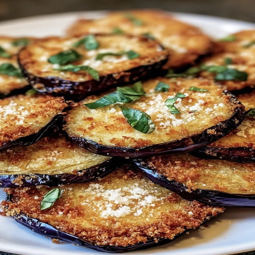 crispy baked eggplant, golden brown, crunchy, savory, delicious flavor
