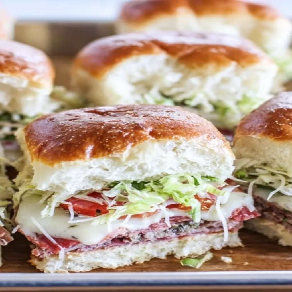 Italian Grinder Sliders, savory, flavorful, hearty, mini sandwiches, delicious, mouthwatering, appetizing.