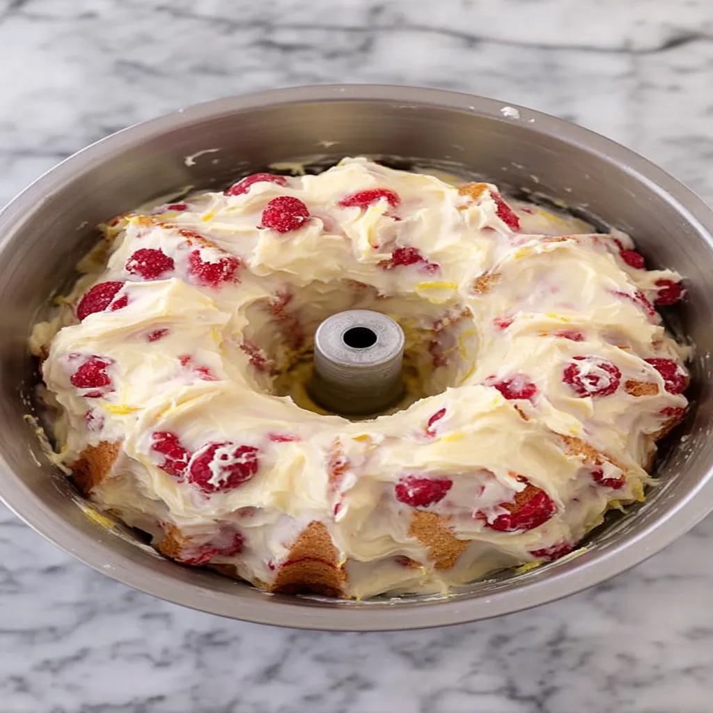 lemon raspberry bundt cake, citrusy, moist, sweet, fruity, delicious