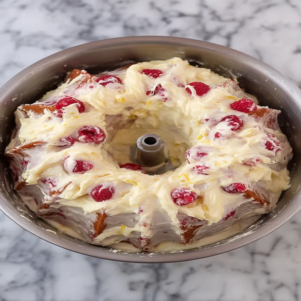 lemon raspberry bundt cake, citrusy, moist, sweet, fruity, delicious
