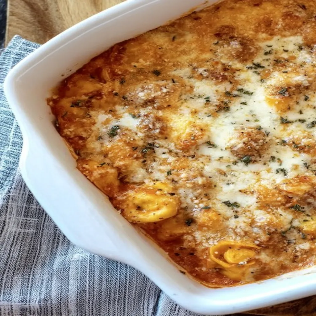 Million Dollar Baked Tortellini Casserole, cheesy, savory, golden brown, decadent, creamy, flavorful
