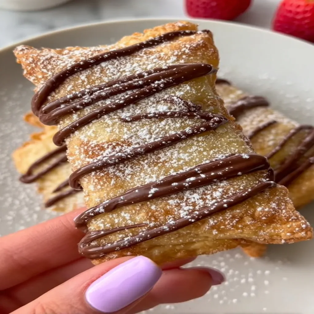 Nutella toast pies, delicious breakfast treat, sweet, crunchy, chocolaty