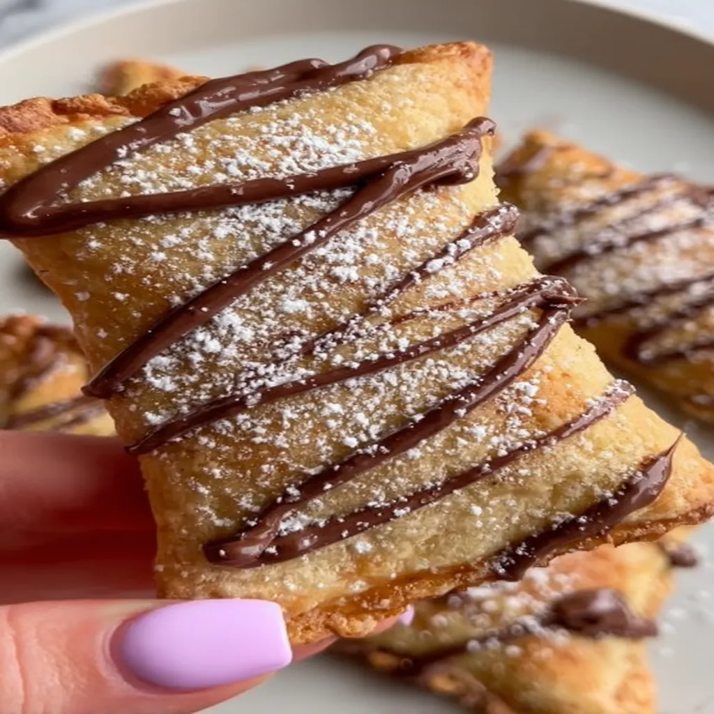Nutella toast pies, delicious breakfast treat, sweet, crunchy, chocolaty