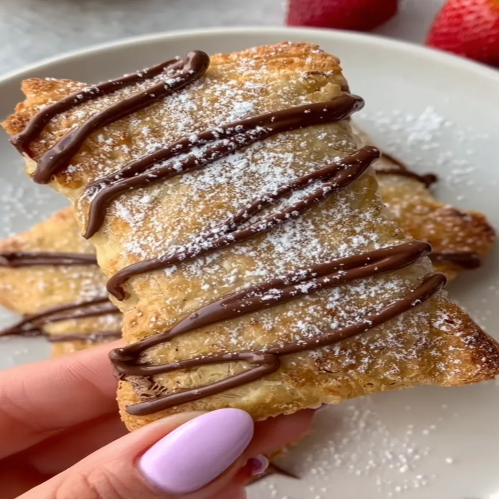 Nutella toast pies, delicious breakfast treat, sweet, crunchy, chocolaty