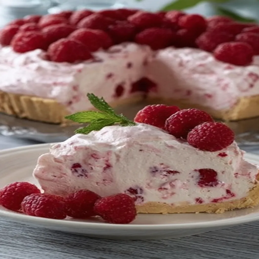 raspberry cream pie, decadent dessert, rich and creamy, sweet and tangy