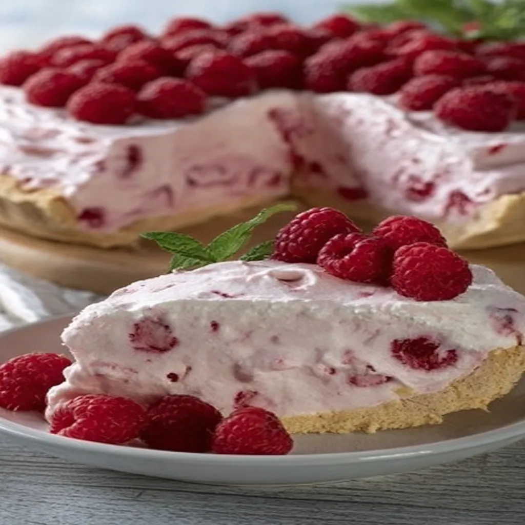 raspberry cream pie, decadent dessert, rich and creamy, sweet and tangy