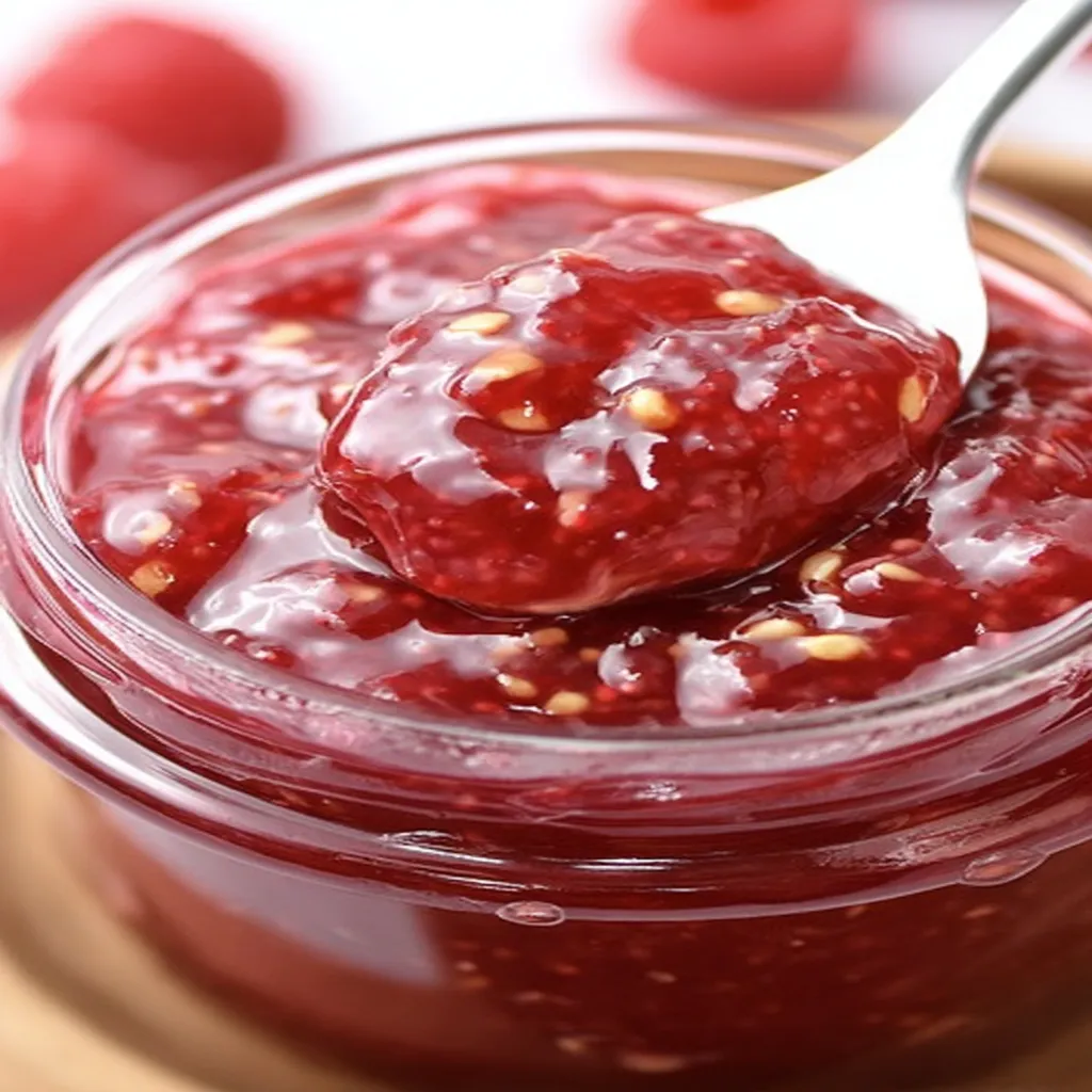 raspberry freezer jam, homemade recipe, sweet and tangy, vibrant colors, summer preserves