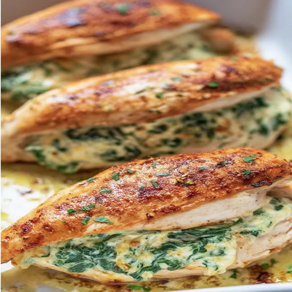 spinach stuffed chicken breasts, savory, juicy, flavorful, mouthwatering, delicious, healthy option