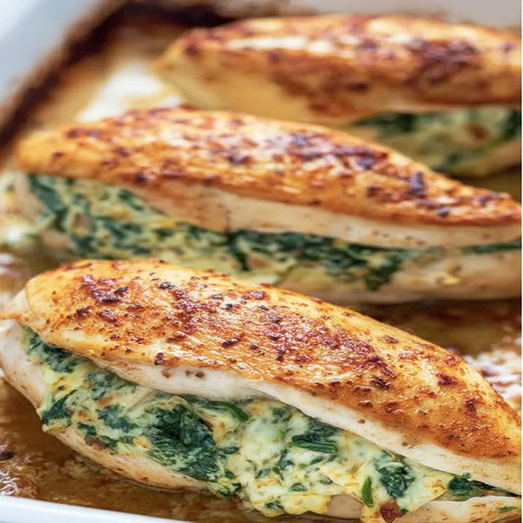 spinach stuffed chicken breasts, savory, juicy, flavorful, mouthwatering, delicious, healthy option
