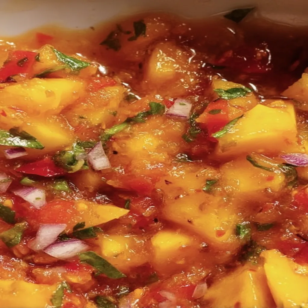 sweet and spicy, peach salsa, flavorful, fresh ingredients, delicious tanginess