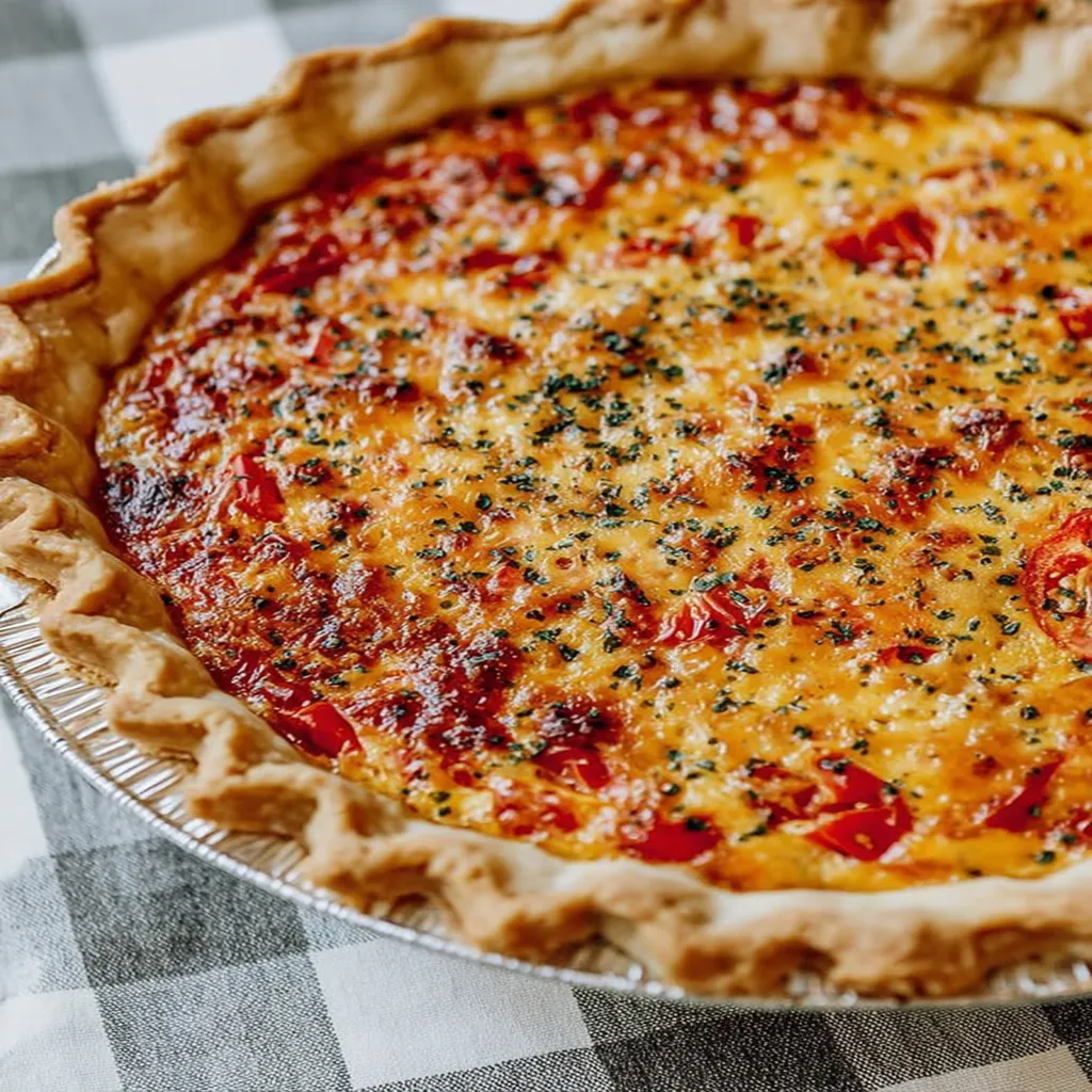 southern tomato pie, savory, flaky crust, juicy tomatoes, cheesy, mouthwatering, traditional recipe