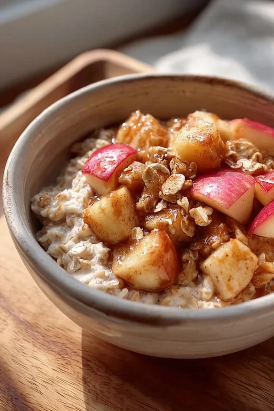 apple cinnamon oatmeal bowl, cozy breakfast, warm and comforting, delicious flavors, healthy start to the day
