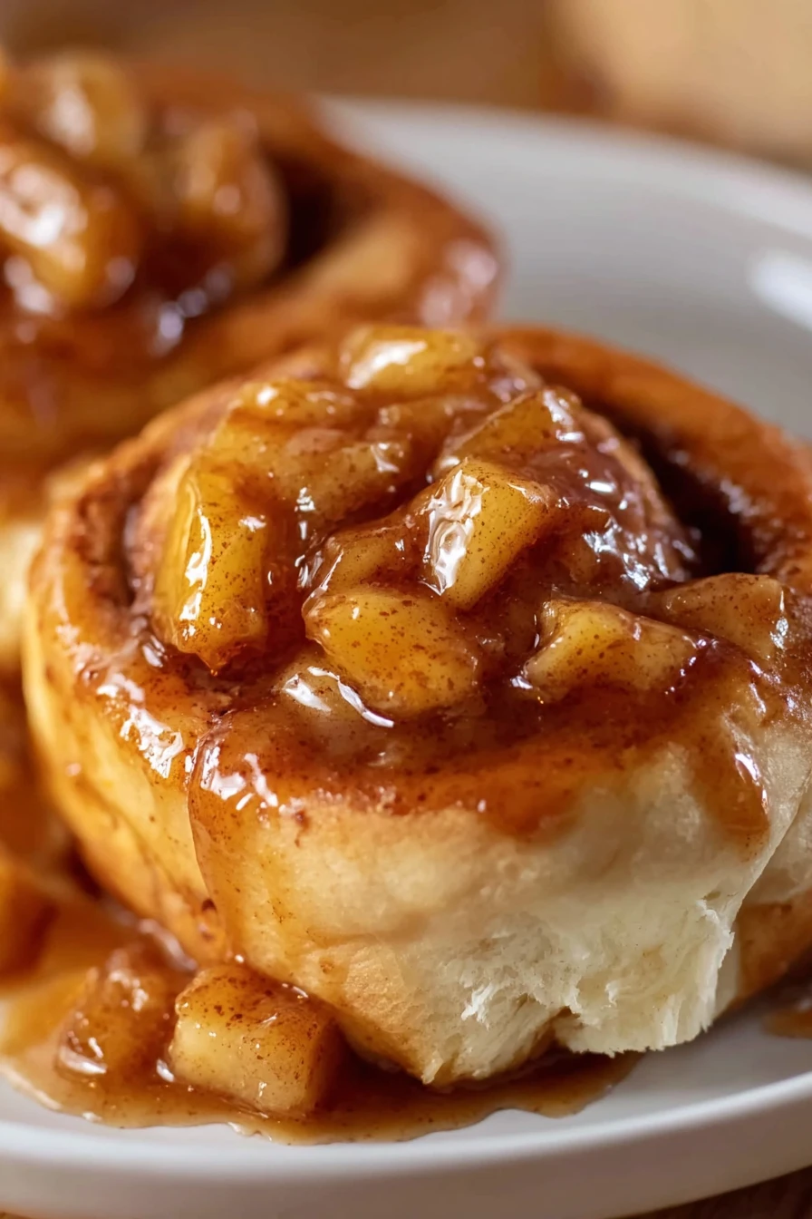 apple pie cinnamon rolls, delicious dessert, sweet and spicy, freshly baked, mouth-watering swirls