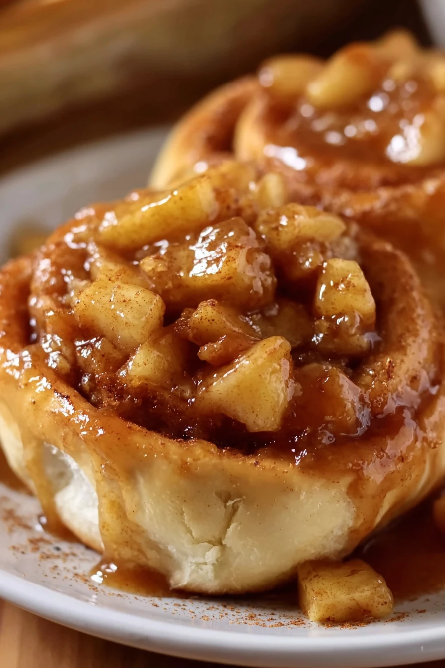 apple pie cinnamon rolls, delicious dessert, sweet and spicy, freshly baked, mouth-watering swirls