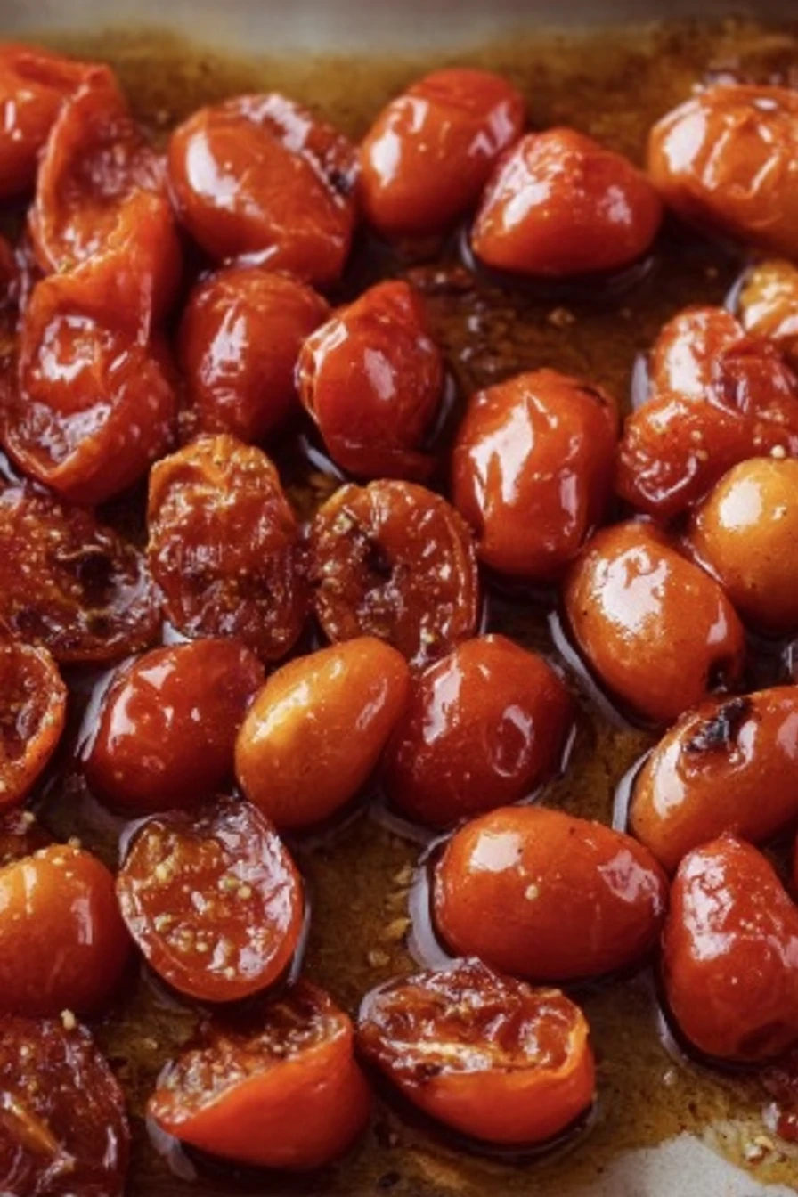 balsamic roasted cherry tomatoes, savory, caramelized, burst of flavor, tangy sweetness