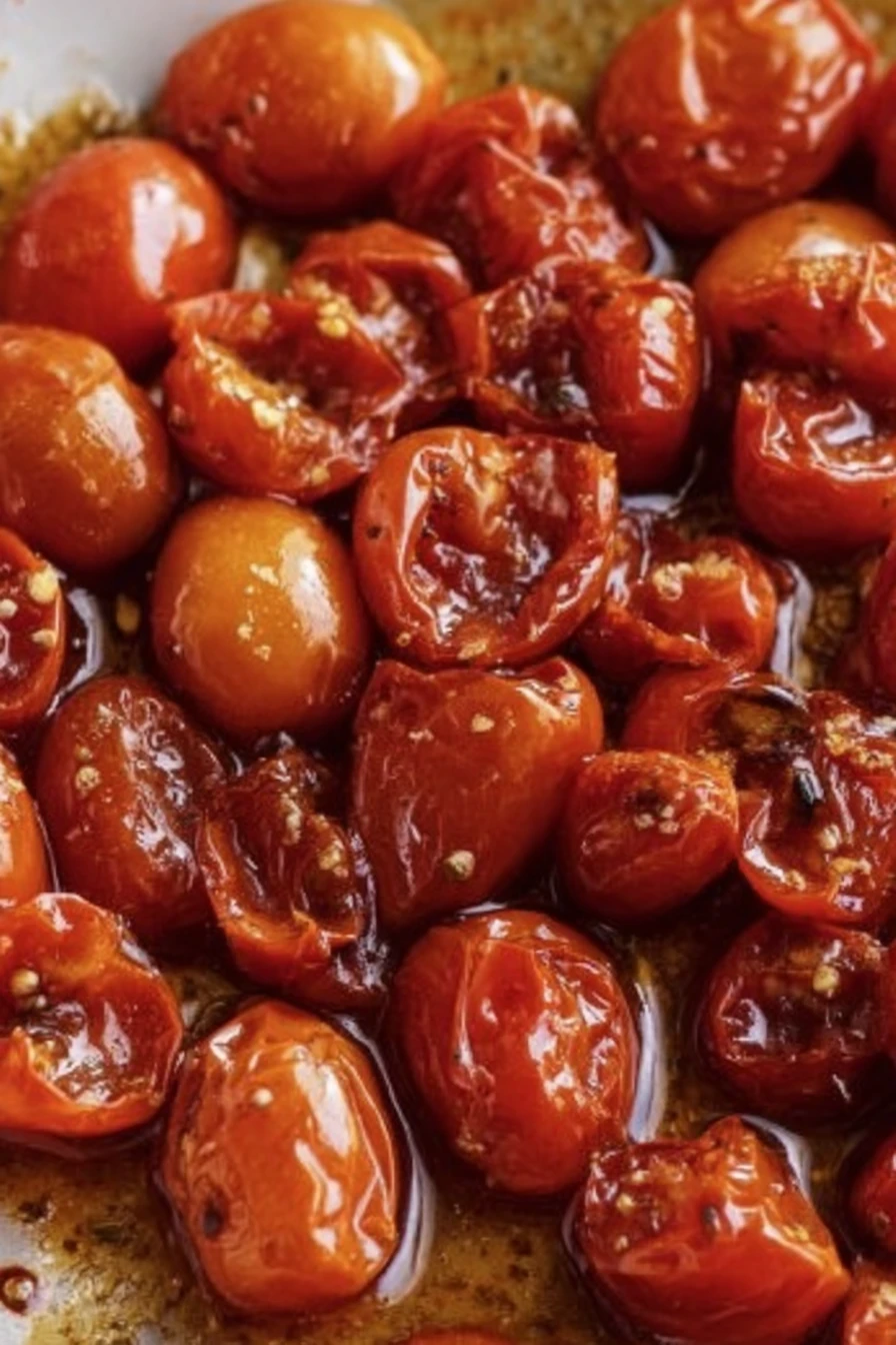 balsamic roasted cherry tomatoes, savory, caramelized, burst of flavor, tangy sweetness