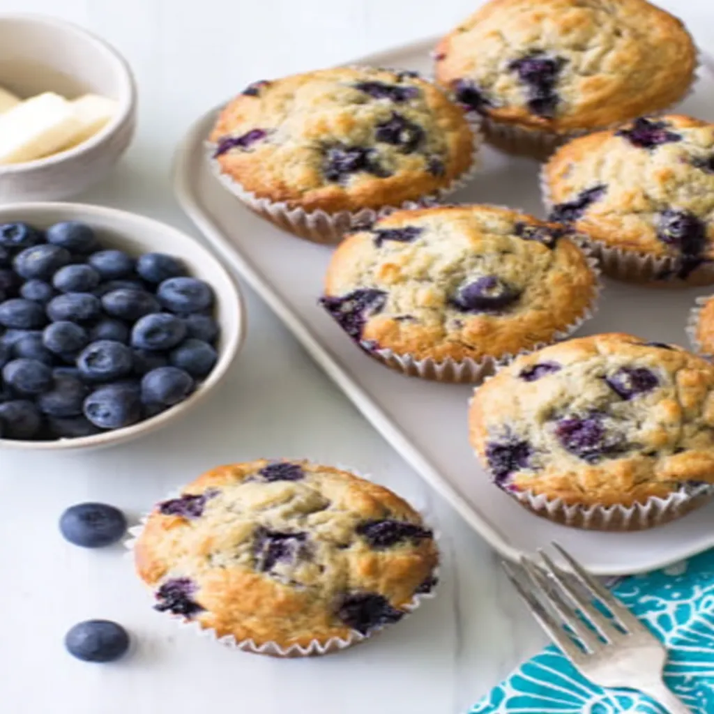 banana blueberry muffins, delicious, moist, fruity, breakfast treat, baked goods