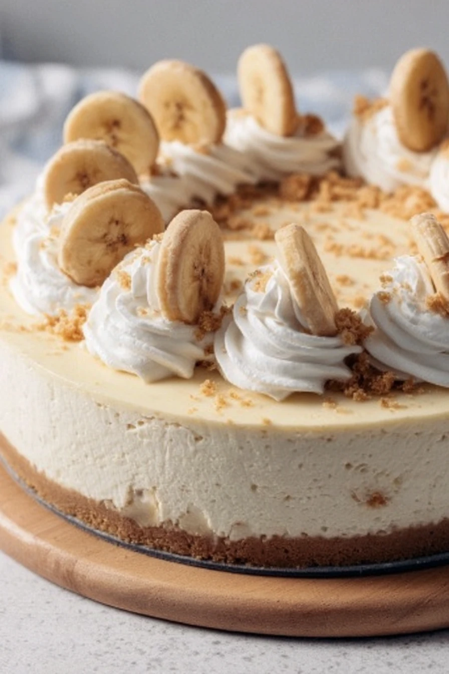banana pudding cheesecake, creamy, decadent, layered, sweet, indulgent, dessert, delicious
