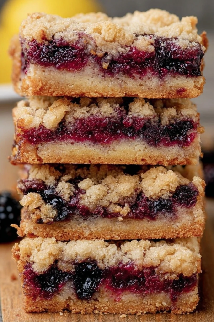 blackberry crumb bars, delicious dessert, sweet, tangy, crumbly topping