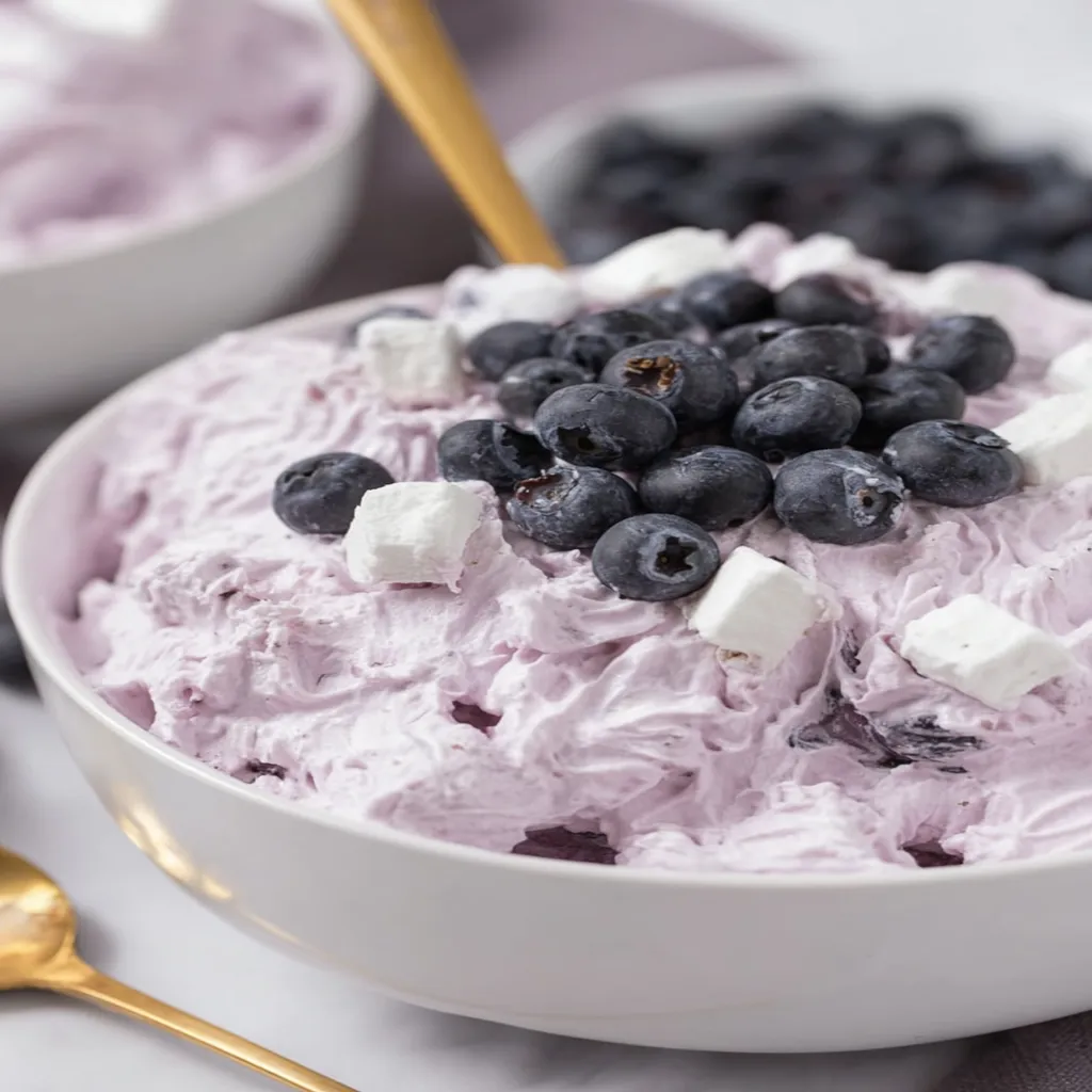 blueberry, fluffy, salad, refreshing, fruity, creamy, delicious