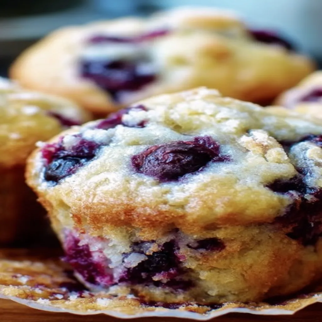 blueberry muffins, freshly baked, bursting with blueberries, moist and delicious